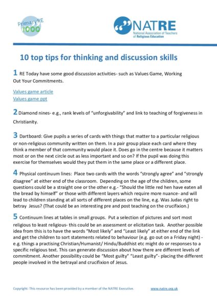 10 top tips for thinking and discussion skills pdf
