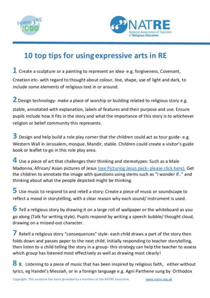 10 top tips for using expressive arts in RE pdf