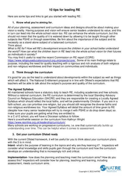 Top ten ideas for where to start when you are the subject leader pdf