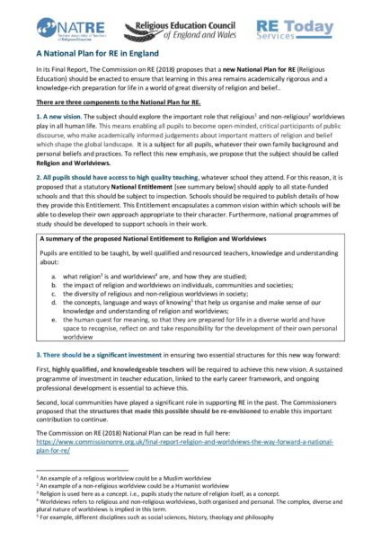 A National Plan for RE CoRE summary final with headers pdf