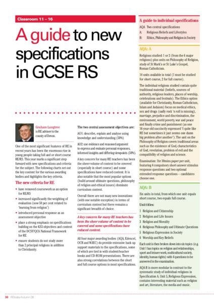 A guide to new specifications in GCSE RS pdf