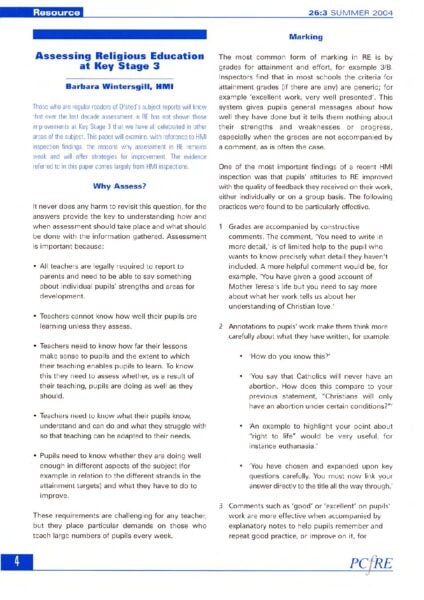 Assessing religious education at key stage 3 pdf