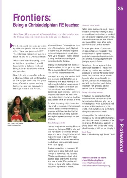 Being a Christadelphian RE teacher pdf