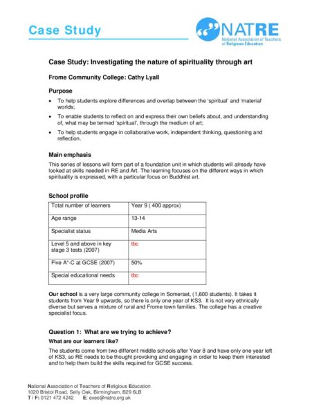 Case Study Investigating the nature of spirituality through art pdf