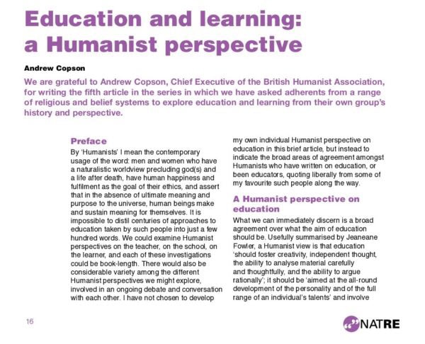 Education and learning a Humanist perspective pdf