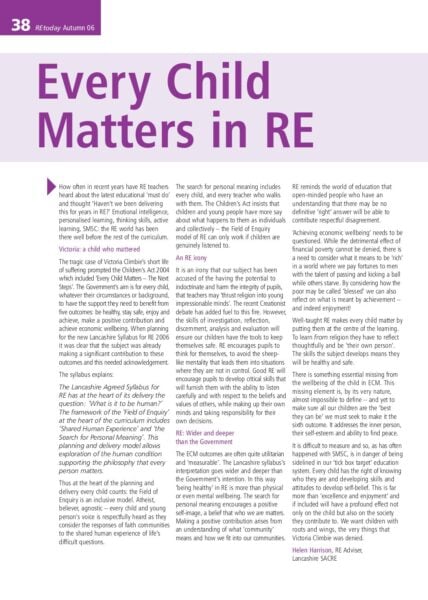 Every Child Matters and RE pdf