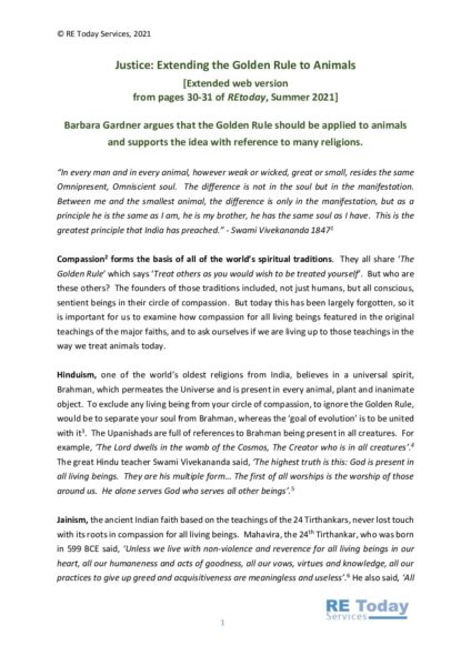 Extending the Golden Rule to Animals Barbara Gardner LONG VERSION pdf