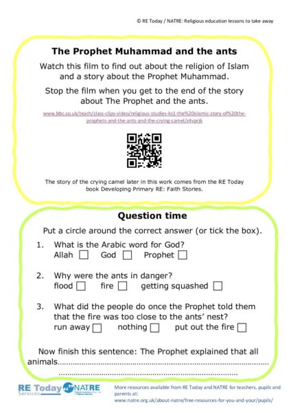 F1 5 7 RE Today and NATRE home learning Islamic stories pdf