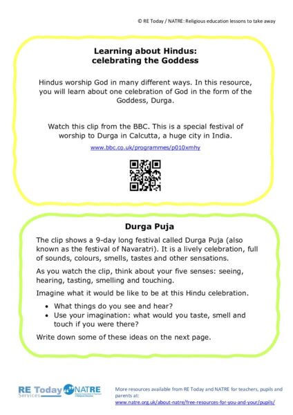 F2 7 11 RE Today and NATRE home learning Hindu goddess pdf