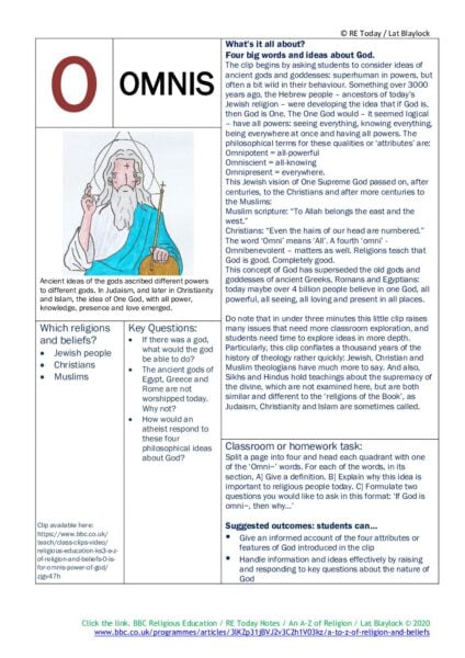 F3 11 14 RE Today and NATRE home learning mem A Z of Religion O is for Omnis pdf
