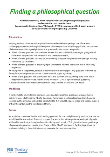 Finding a philosophical question pdf