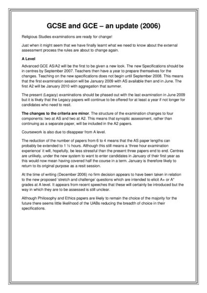 GCSE and GCE changes pdf