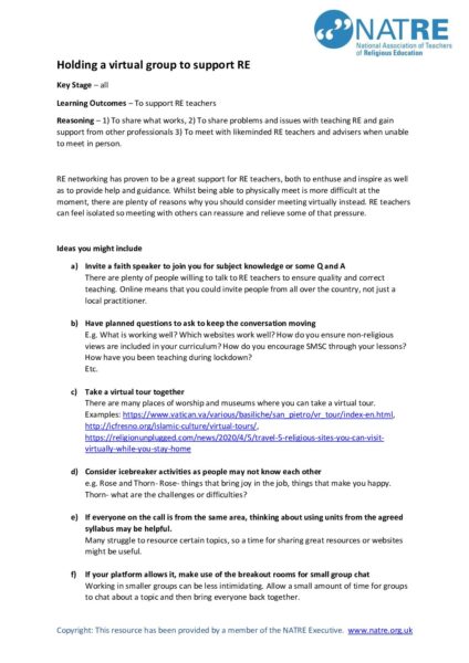 Holding a virtual group to support RE pdf