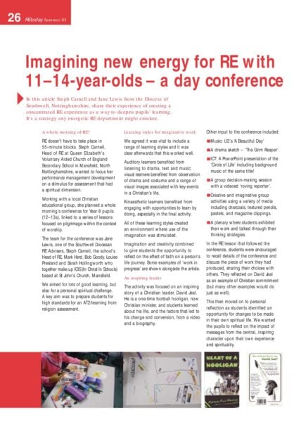 Imagining new energy for RE with 11 14 year olds a day conference pdf