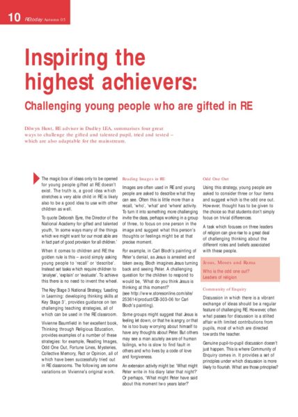 Inspiring the highest achievers Challenging young people who are gifted in RE pdf