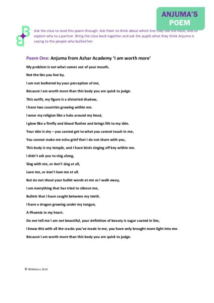 Lesson 4 Primary Poem I am worth more pdf