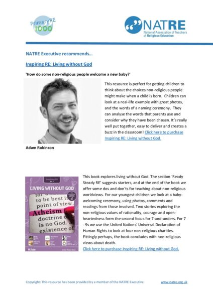 NATRE Executive Recommends Inspiring RE Living without God pdf