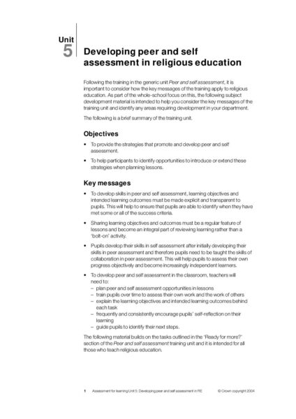 Peer and Self Assessment in RE pdf