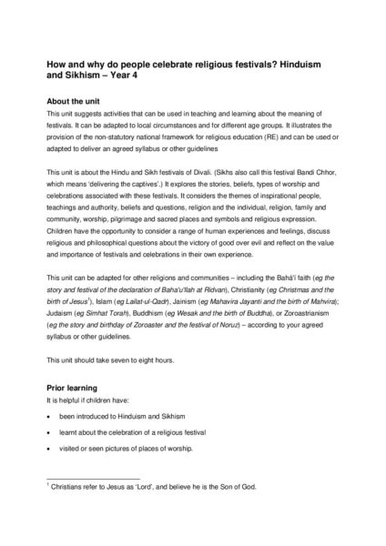 QCA KS2 How and why do people celebrate religious festivals pdf