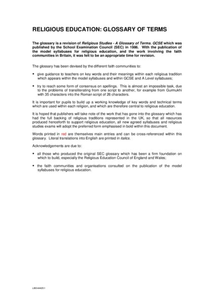 SCAA Glossary of terms pdf
