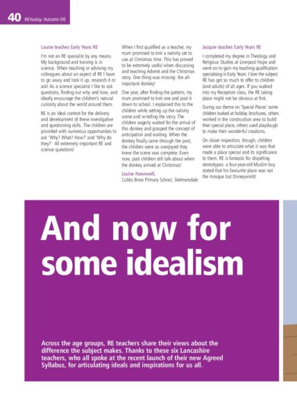 Six RE teachers share their views about RE pdf
