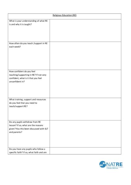 Staff questionnaire for RE example 2 Julie pdf