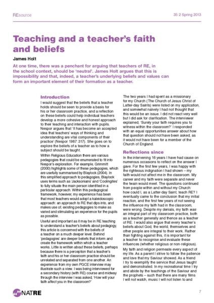 Teaching and a teachers faith and beliefs pdf