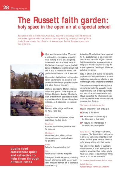 The Russett faith garden holy space in the open air at a special school pdf
