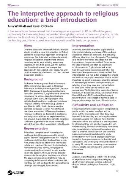 The interpretive approach to RE an introduction pdf