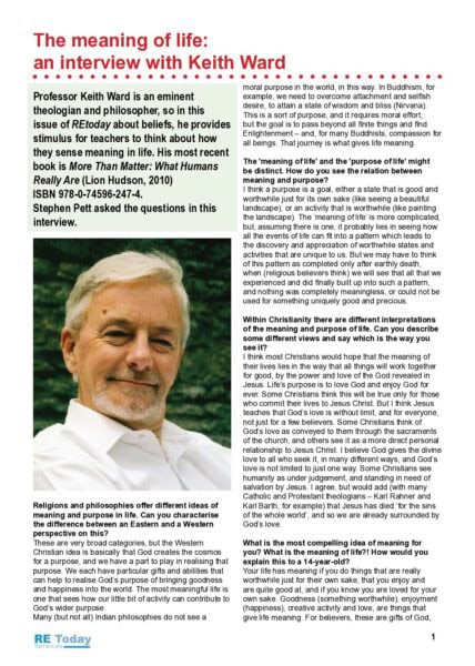 The meaning of life interview with Professor Keith Ward pdf