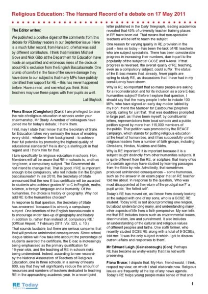 What do MPs think of RE pdf