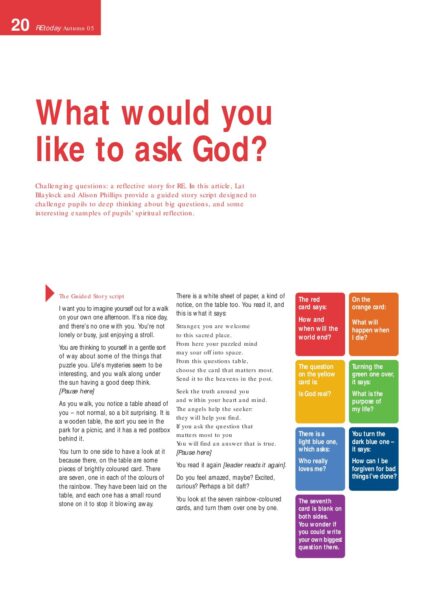 What would you like to ask God Challenging questions a reflective story for RE pdf