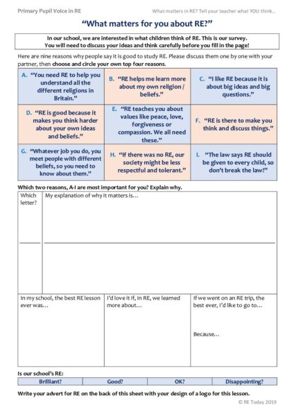 WhatMattersAboutRE questionsheet pdf