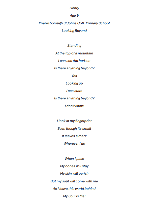 Henry Age 9 Knaresborough Looking Beyond