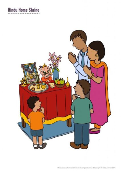 Hindu Home Shrine Illustration