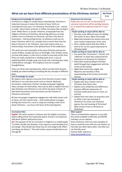 What can we learn from different presentations of the Christmas stories 8 to 11s HANDOUT pdf