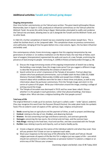 Additional activities Tanakh and Talmud pdf