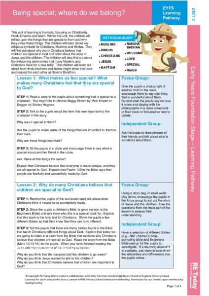 EYFS LP 3 Being Special Where Do We Belong pdf