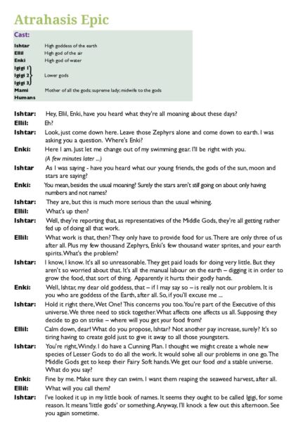 Epic of Atrahasis play script pdf