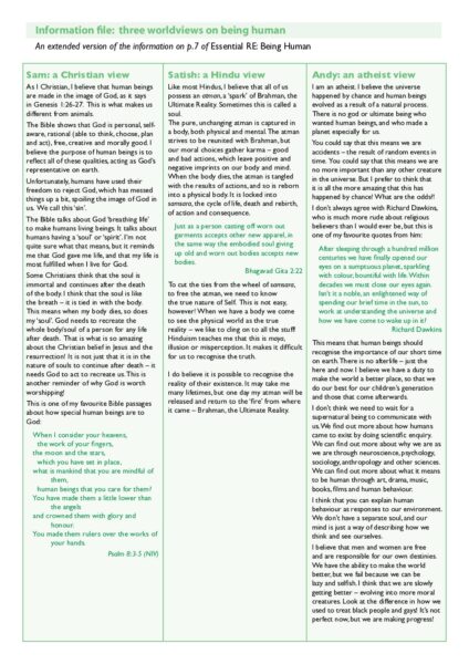 Information file three worlviews on beig human pdf