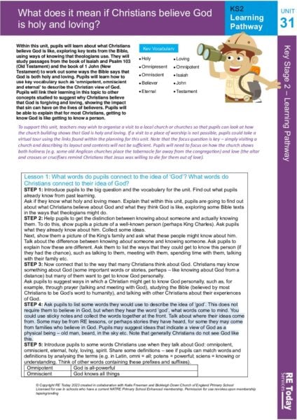 LP Y5 U31 What does it mean if Christians believe God is holy and loving pdf