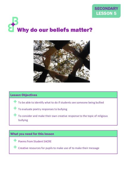 Lesson 5 Secondary Plan ‘Why do our beliefs matter pdf