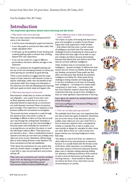 P. 2 Introduction to learning and the brain from More Than 101 Great Ideas pdf