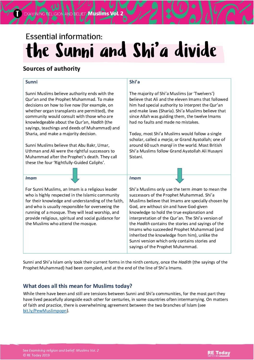 The Sunni Shia divide sources of authority pdf