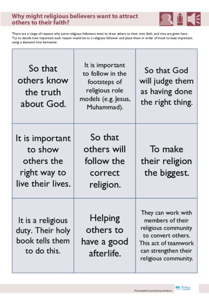 Why might religious believers want to attract other to their faith pdf